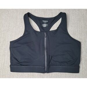 Torrid Low-Impact Wireless Zip-Front Active Sports Bra Women's Size 1 Black